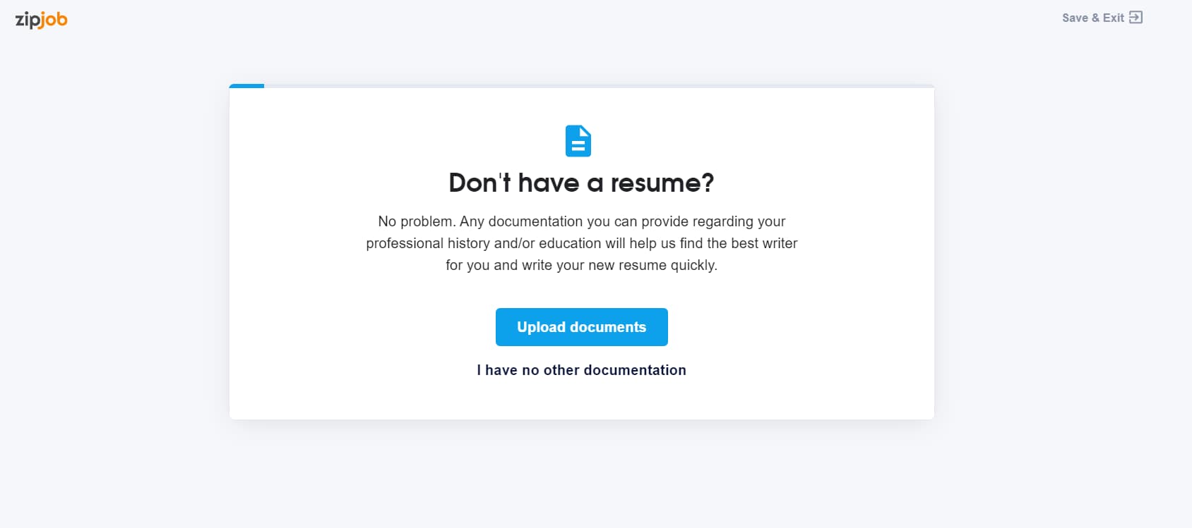 Zipjob don't have a resume