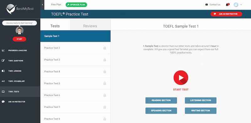 BestMyTest TOEFL Sample Test