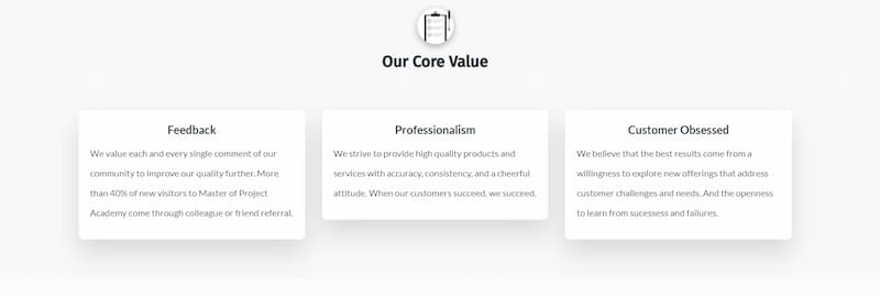 Master f project our core value