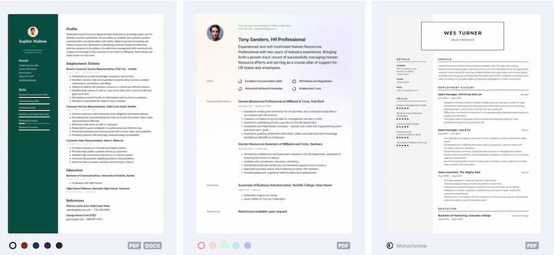 Resume.io examples