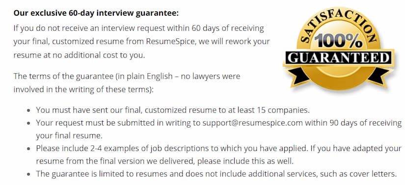 ResumeSpice - guarantees
