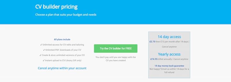 StandOutCV-pricing