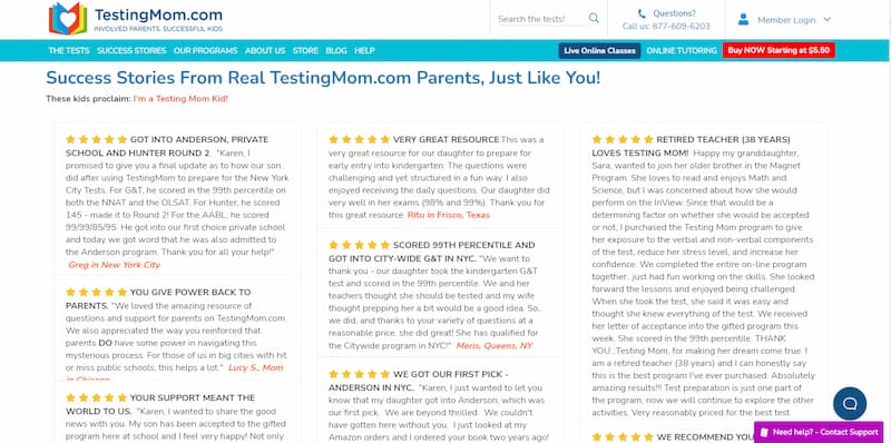 TestingMom success stories