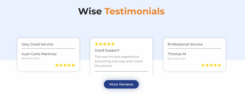 Wise-testimonials