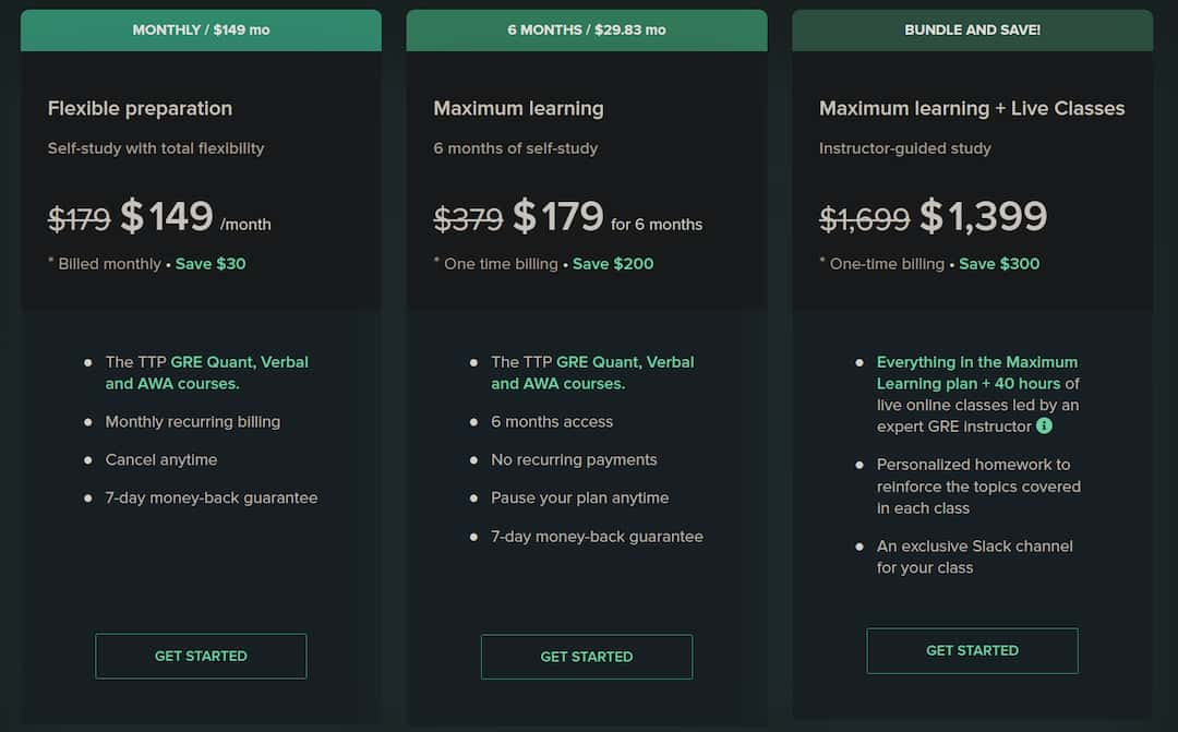 target test prep GRE prices