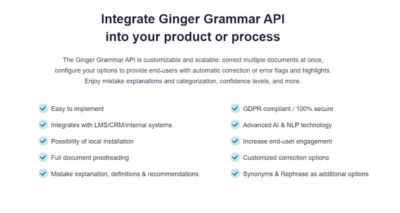 Ginger grammar API