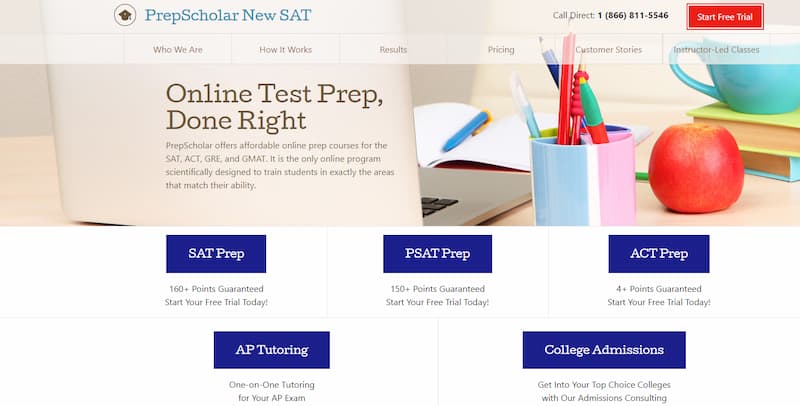 PrepScholar-main page