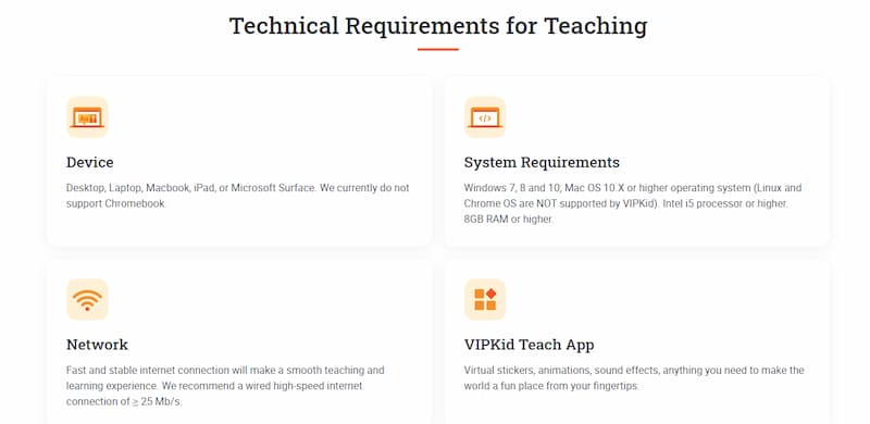 VIPKid technical requirements