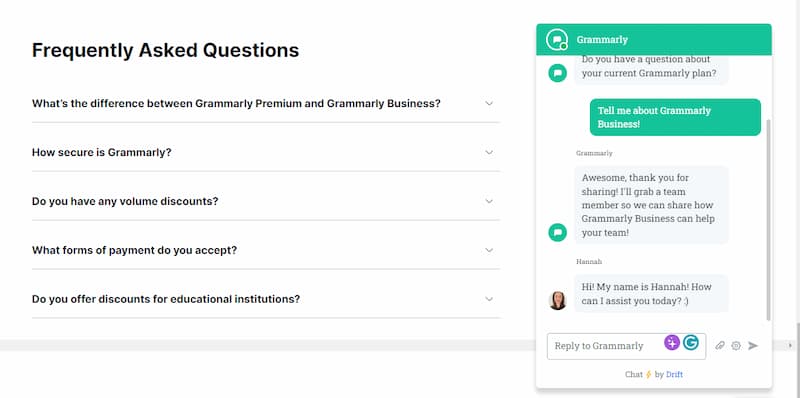 Grammarly chat