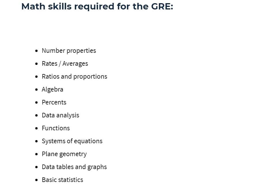 math skills required for the gre