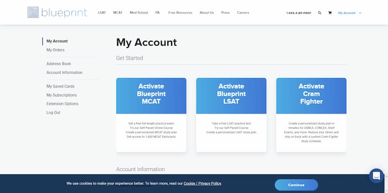 Blueprint my account