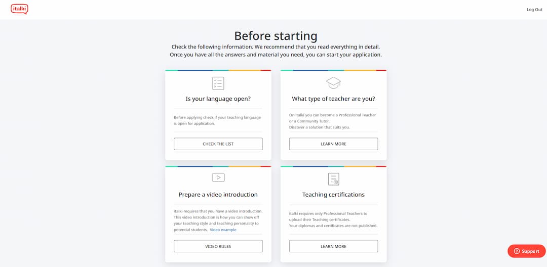 italki starting page