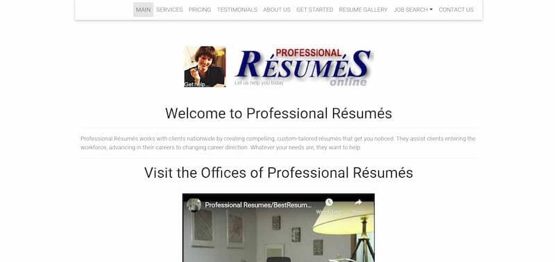 professional resumes online main page