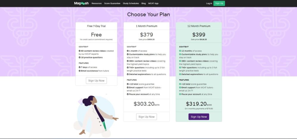 Pricing of the MCAT Courses