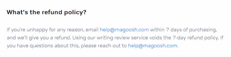Magoosh - what's the refund policy