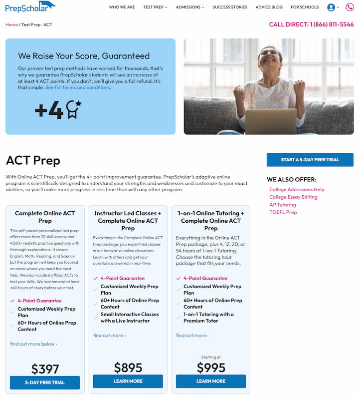 PrepScholar ACT test prep overview