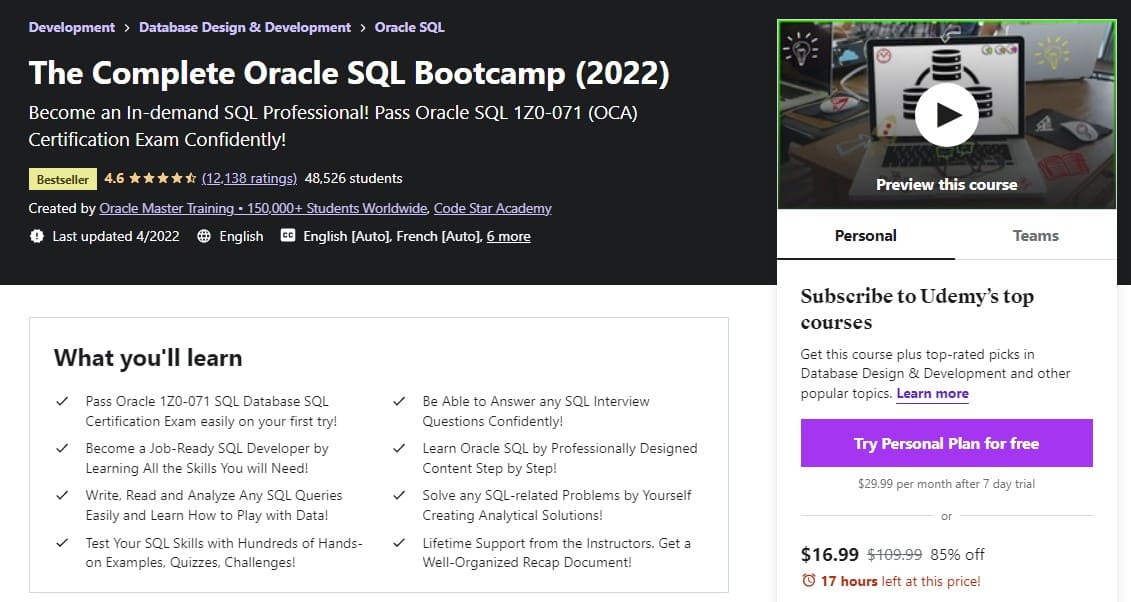 10+ Best SQL Courses on Udemy in 2023 - EduReviewer