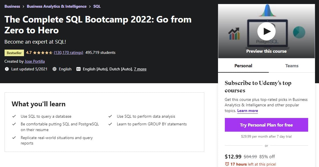 10+ Best SQL Courses on Udemy in 2023 EduReviewer