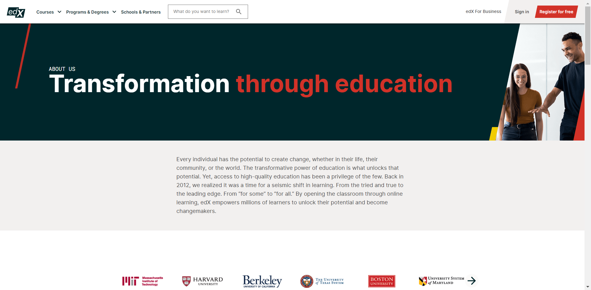 edX Transformation through education