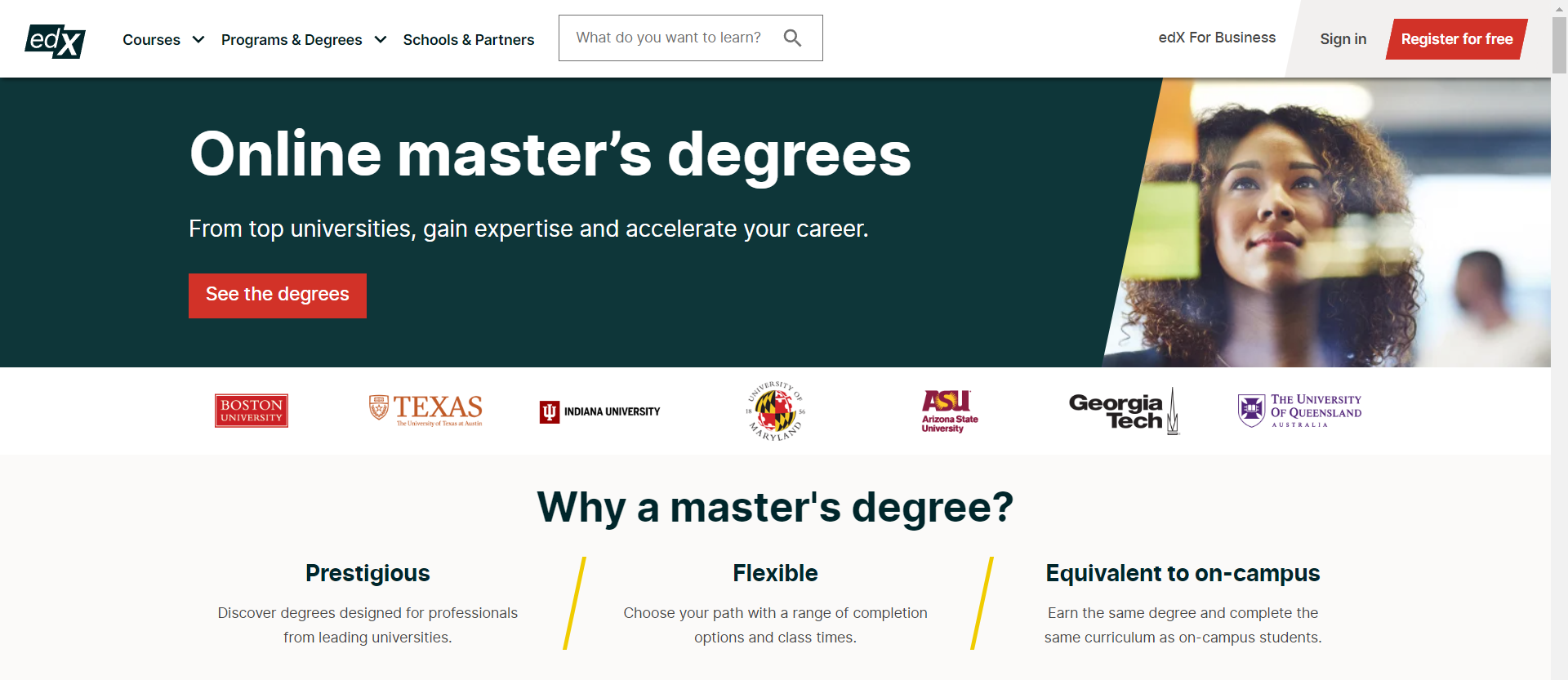 edX Online master`s degrees