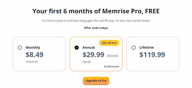 how much does memrise cost