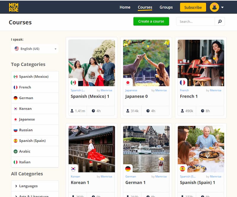 Memrise Courses Preview