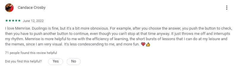 memrise customer review