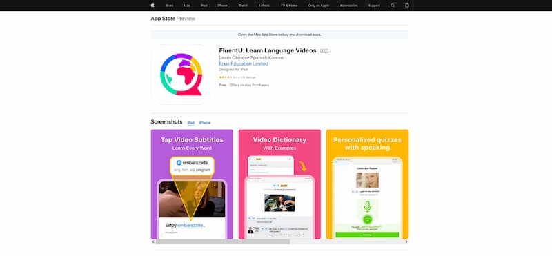 FluentU app store preview