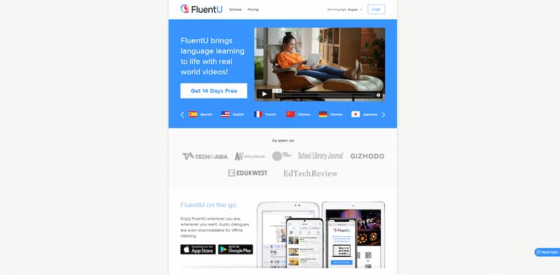 FluentU main page