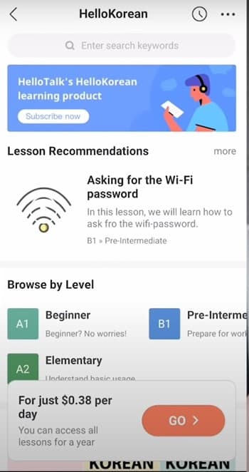 hellotalk korean course