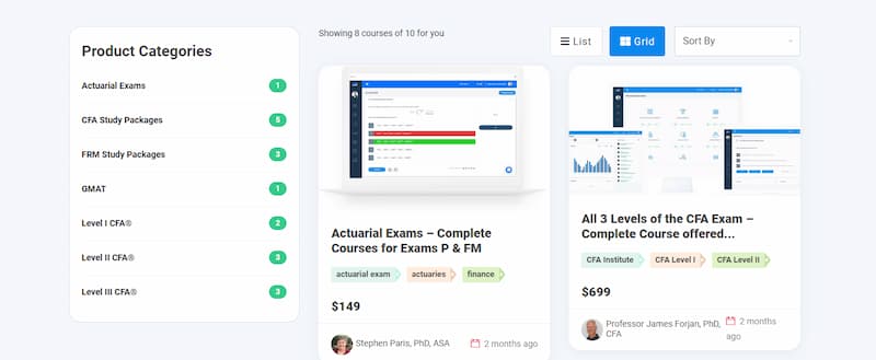 Analyst Prep product categories