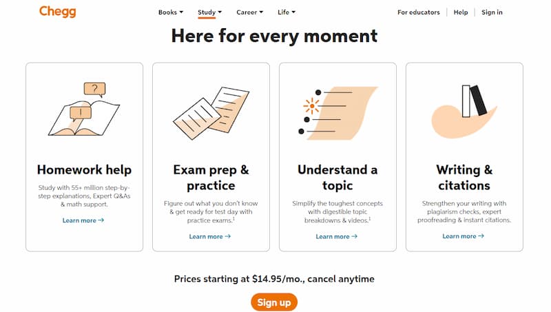 Chegg here for every moment