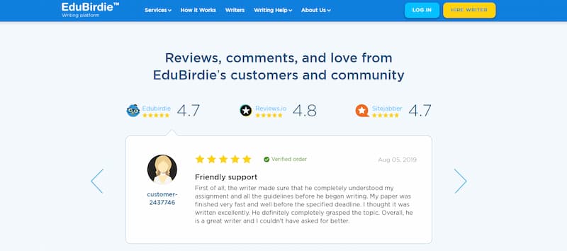 EduBirdie comments of customers