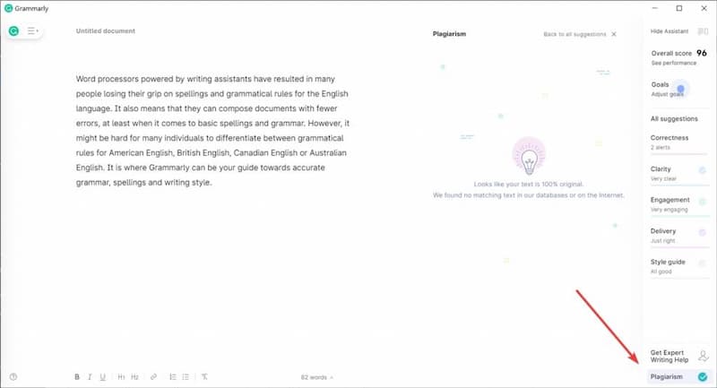 grammarly plagiarism checker