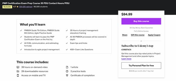 udemy pmp course joseph phillips review