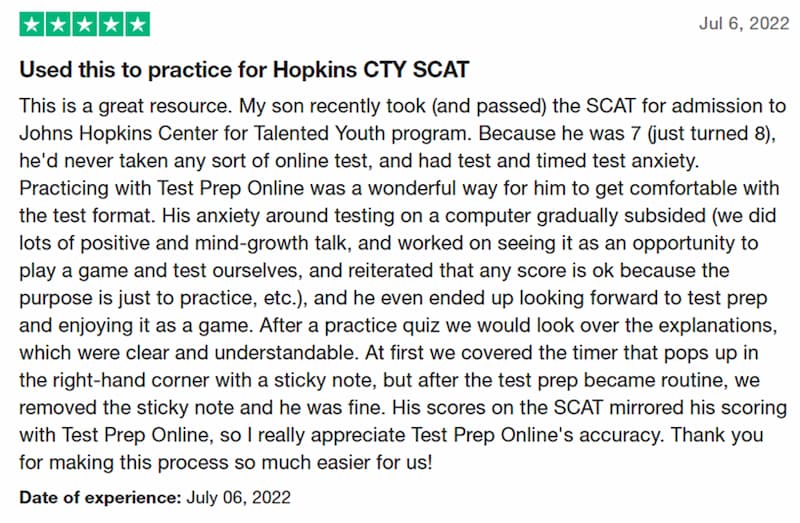 Test Prep Online SCAT-Feedback