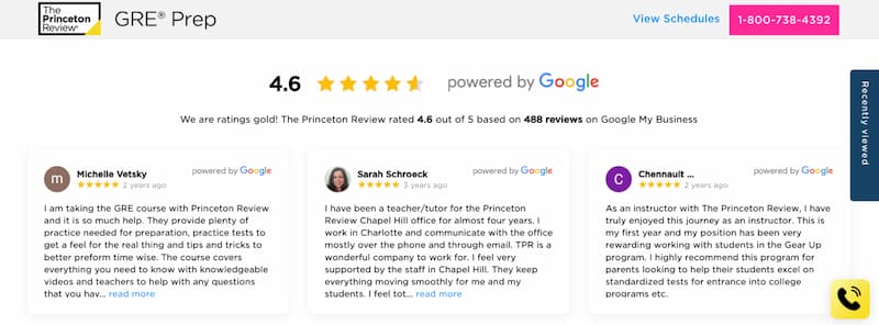 princeton review google rates