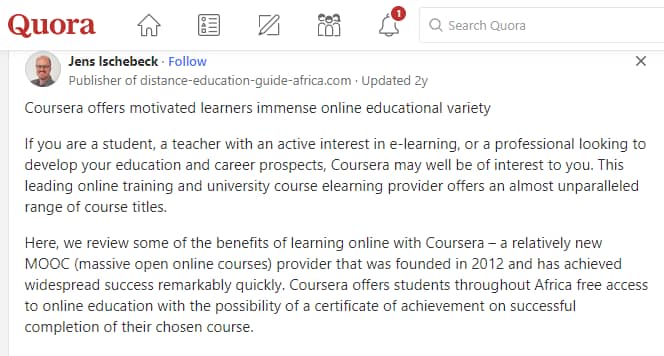 coursera quora feedback