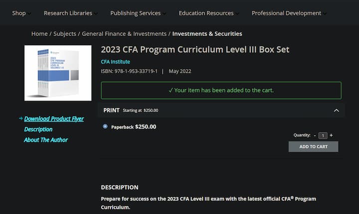 CFA Program Curriculum Level III books