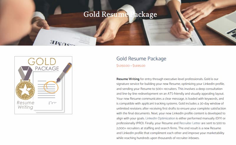 Job Star gold resume package