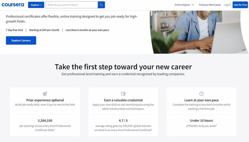 Coursera - steps toward your career