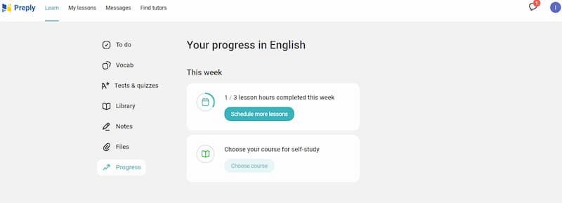 Preply - progress in English