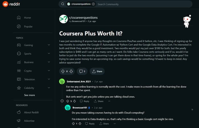 coursera plus feedback