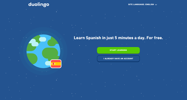 duolingo starting page