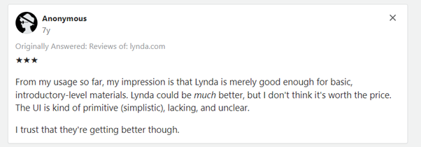 lynda anonymous review