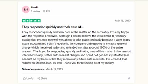 masterclass customer review