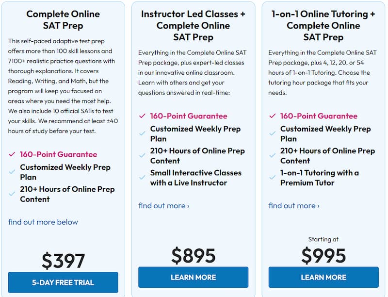 PrepScholar SAT pricing