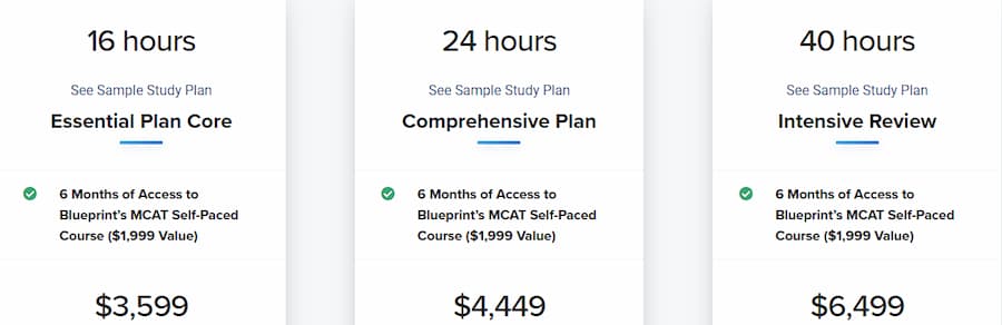 Blueprint - MCAT pricing