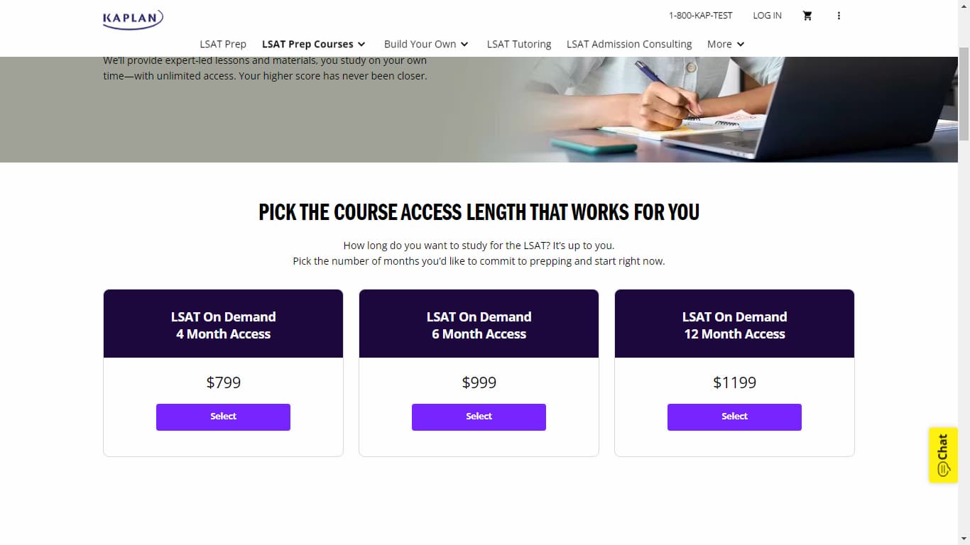 Kaplan LSAT Prep - pricing of courses