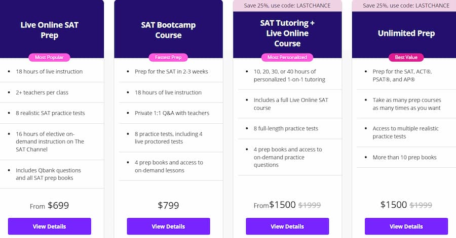 Kaplan - SAT pricing